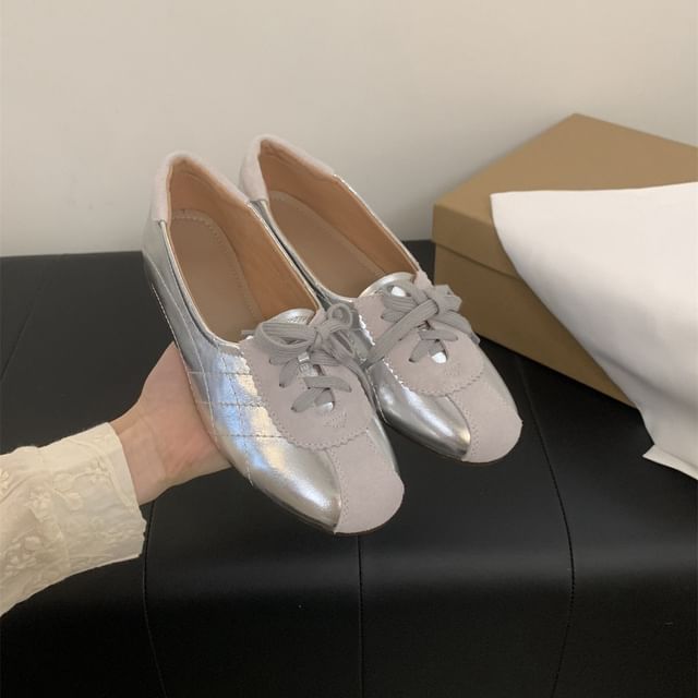 Sneakers Lace-Up Tone Leather Faux Two