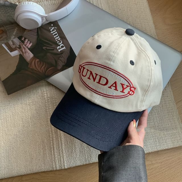 Two Tone Lettering Embroidered Baseball Cap