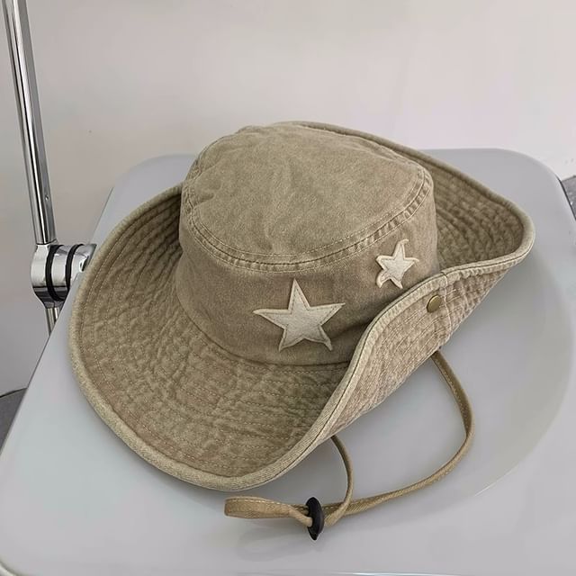 Star Applique Washed Boonie Hat