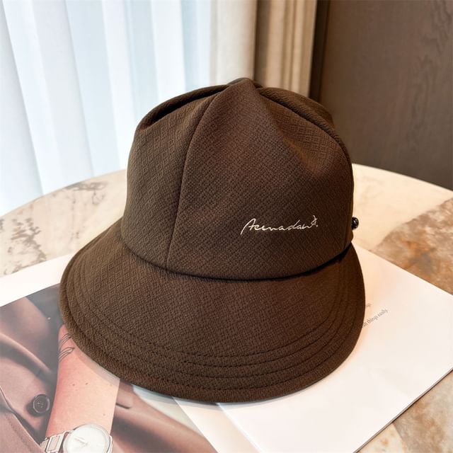 Lettering Embroidered Wide Brim Cap