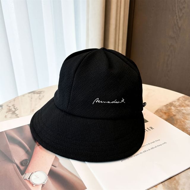 Lettering Embroidered Wide Brim Cap