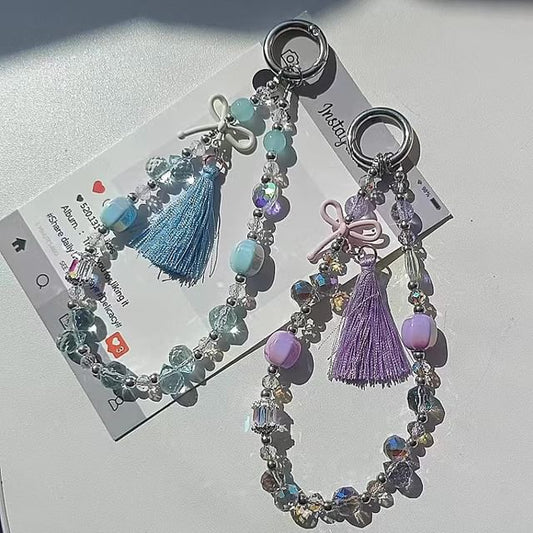 with Lanyard Faux Crystal Bow Strap Phone Pad