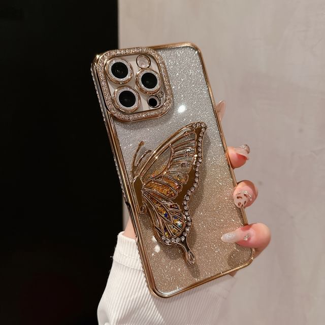 Embellished Stand Butterfly Phone Case