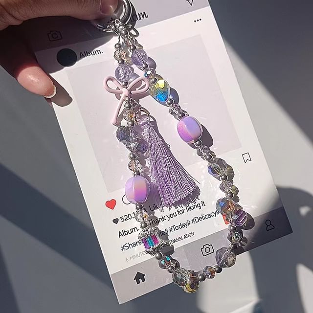 with Lanyard Faux Crystal Bow Strap Phone Pad