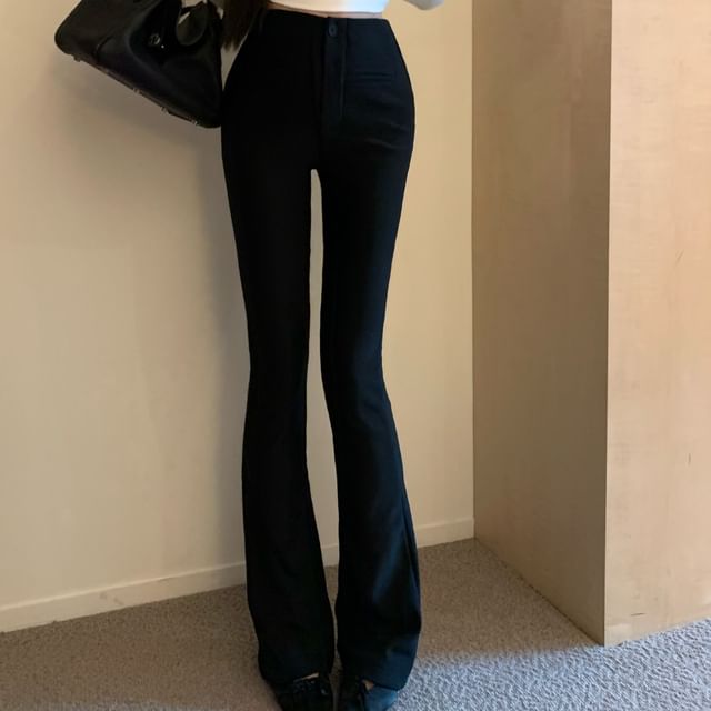 High Pants Flared Plain Rise