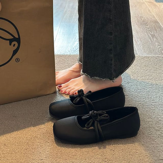 Jane Frog Flats Toe Square Plain Buttoned Mary