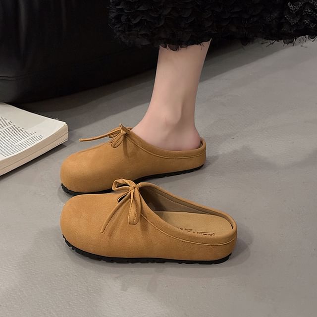 Bow Accent Plain Platform Mules