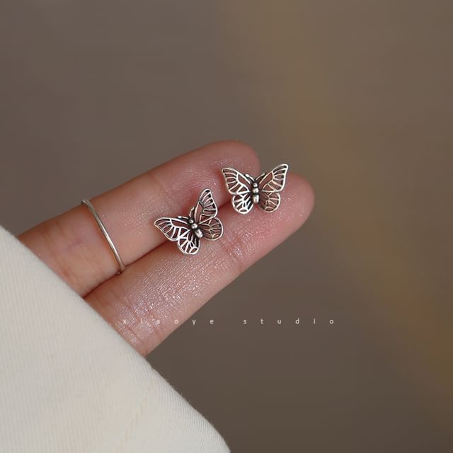 Sterling Butterfly Silver Earring Stud S925