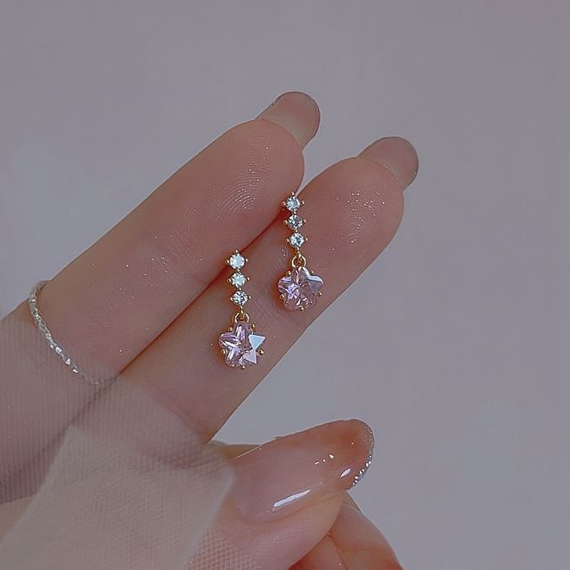 Earring Alloy Rhinestone Dangle Star