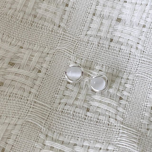 Faux Alloy Cat Stone Eye Stud Earring