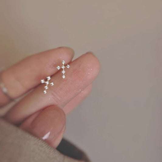 Earring Rhinestone Alloy Cross Stud