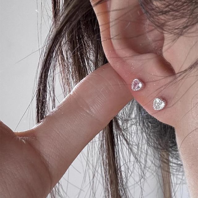 Rhinestone Stud Alloy Earring Heart
