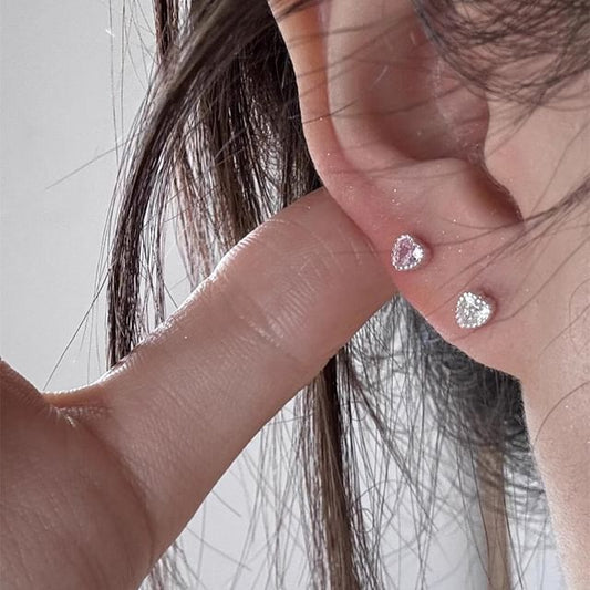 Rhinestone Stud Alloy Earring Heart