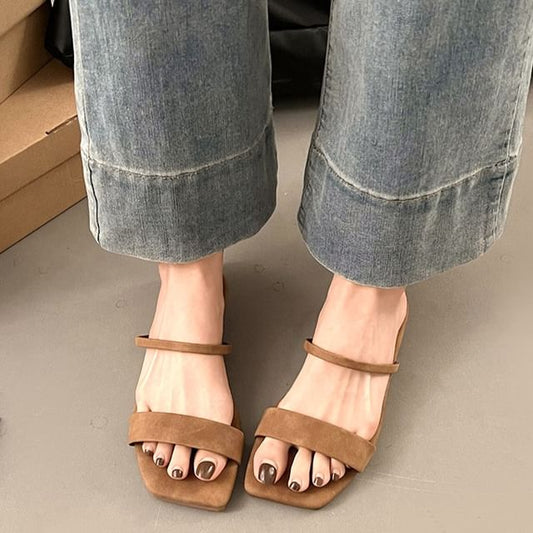 Square Slide Toe Plain Sandals