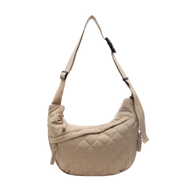 Nylon Zip Quilted Crossbody Bag Plain