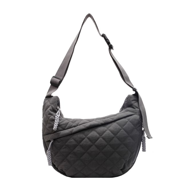 Nylon Zip Quilted Crossbody Bag Plain