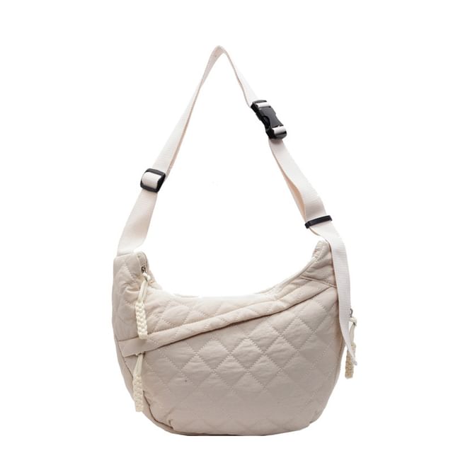 Nylon Zip Quilted Crossbody Bag Plain
