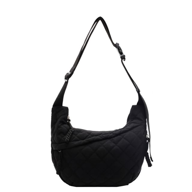Nylon Zip Quilted Crossbody Bag Plain