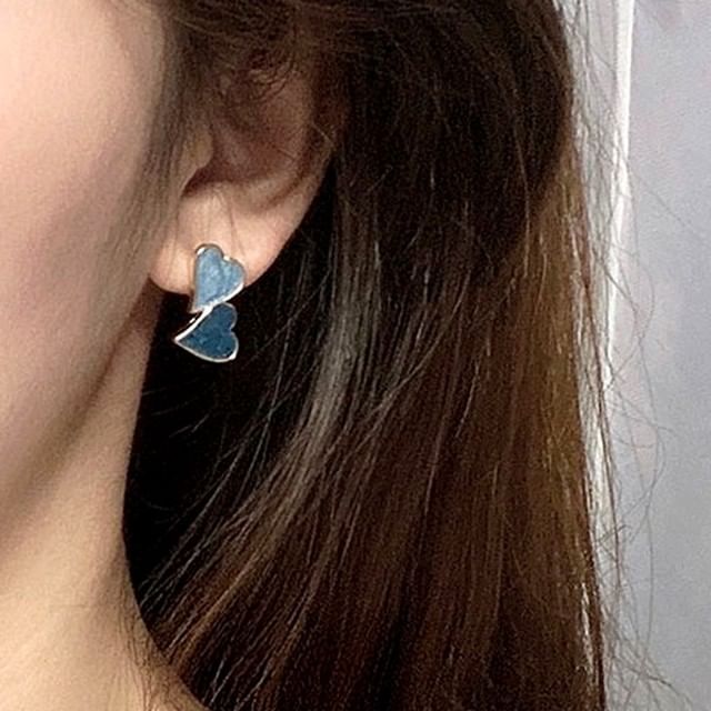 Stud Earring Heart Asymmetrical Ear Clip-On /