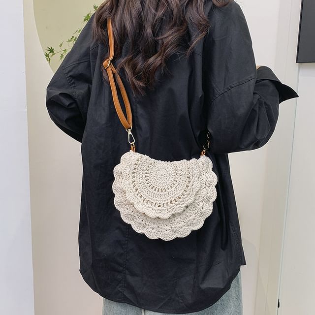 Bag Crossbody Flap Crochet Lace