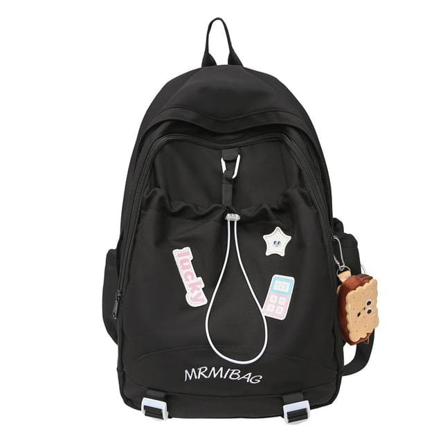 Backpack Color Block Embroidered Drawstring Letter