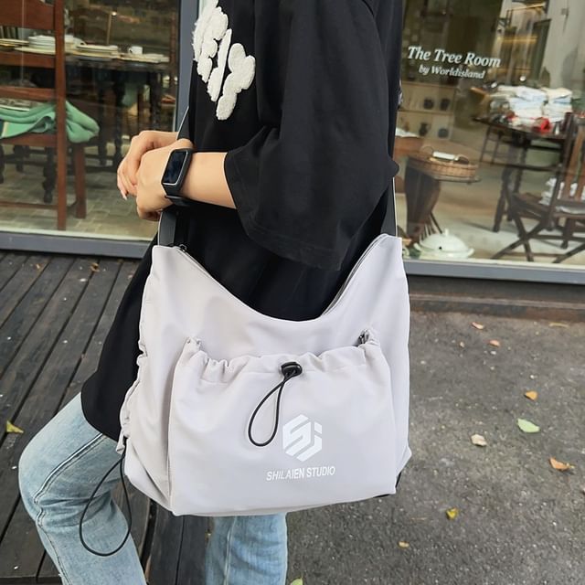 Drawstring Bag Lettering Crossbody