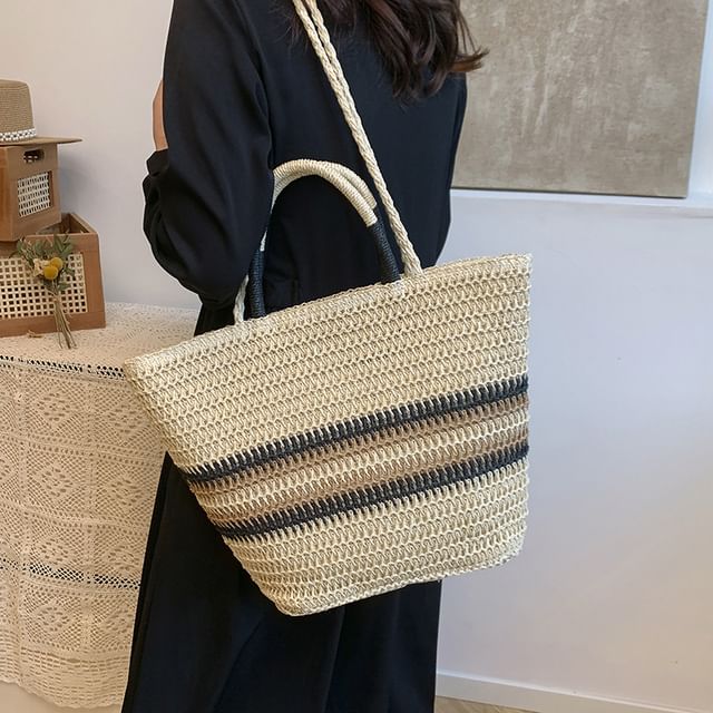 Crossbody Top Bag Handle Woven Striped