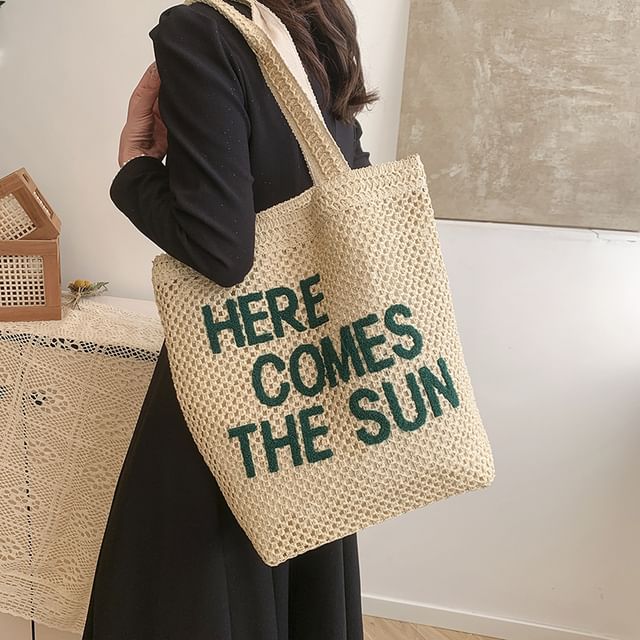 Woven Letter Embroidered Bag Tote