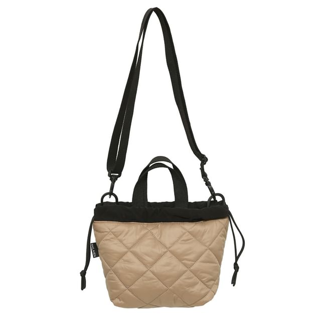 Two-Tone Drawstring Crossbody Bag Quilted