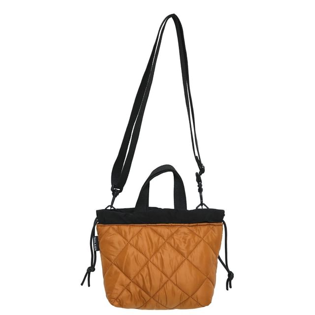 Two-Tone Drawstring Crossbody Bag Quilted