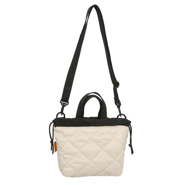 Two-Tone Drawstring Crossbody Bag Quilted