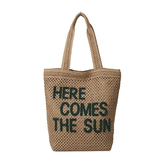 Woven Letter Embroidered Bag Tote