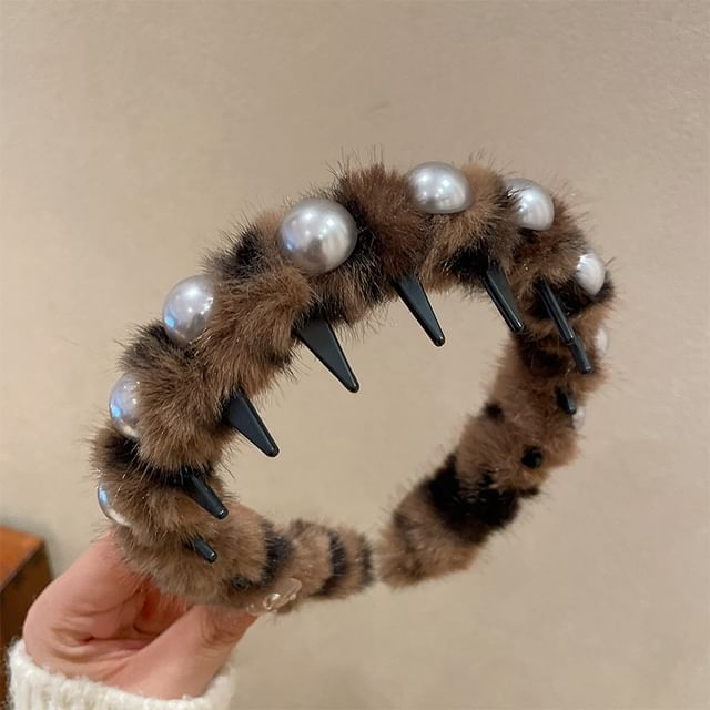 Headband Fluffy Faux Pearl