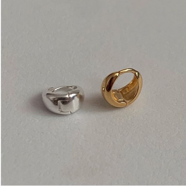 Earring Silver Sterling Glossy Hoop 925