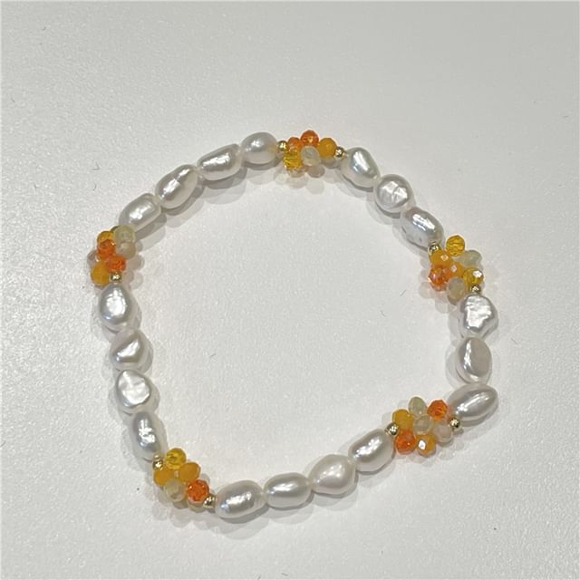 925 Silver / Beaded Bow Sterling Pearl Natural Bracelet