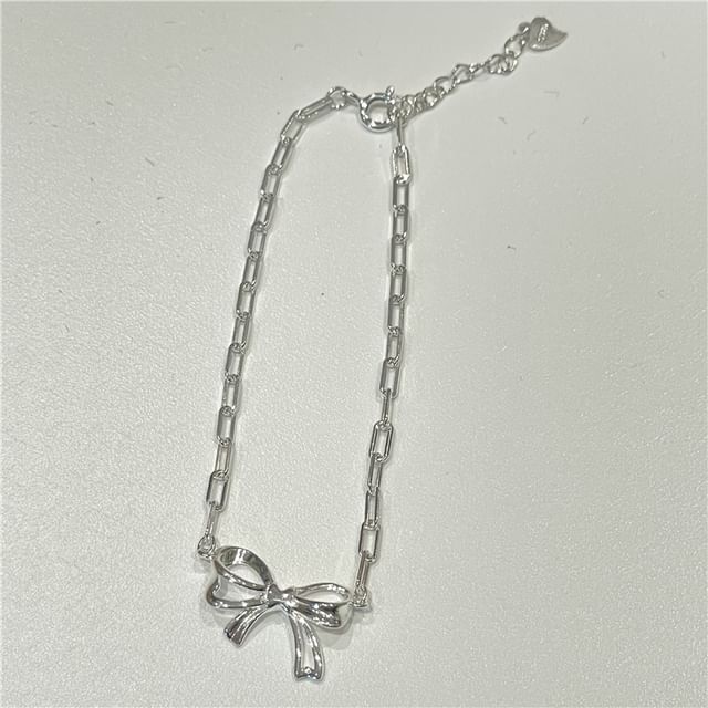 925 Silver / Beaded Bow Sterling Pearl Natural Bracelet