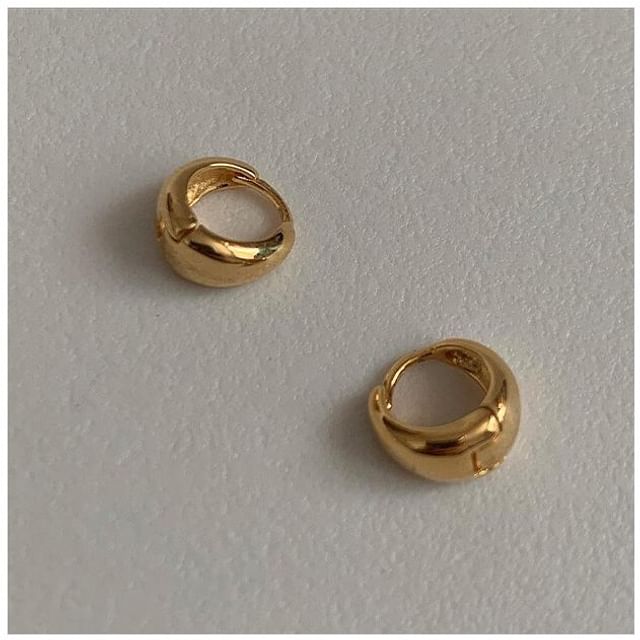 Earring Silver Sterling Glossy Hoop 925