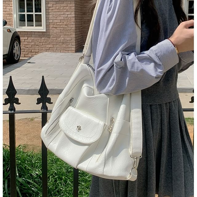 Shoulder Bag Plain Leather Faux