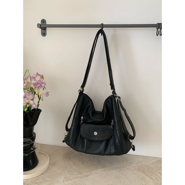 Shoulder Bag Plain Leather Faux
