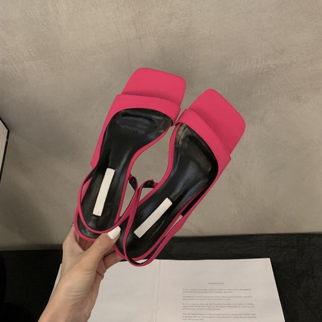 Sandals Slingback Square-Toe Heel Chunky