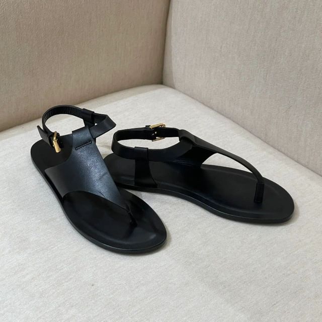 Thong Sandals Slingback Plain Leather Genuine