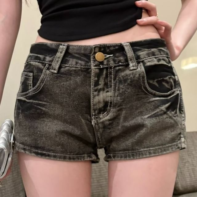 Low Hot Denim Washed Rise Pants