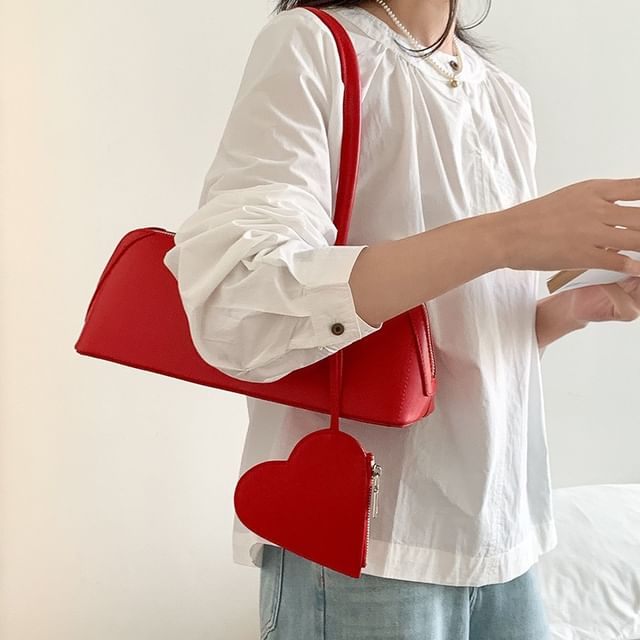 Bag Coin Heart Purse Set: Faux Leather Shoulder +