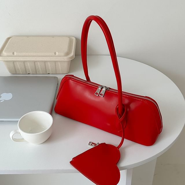 Bag Coin Heart Purse Set: Faux Leather Shoulder +