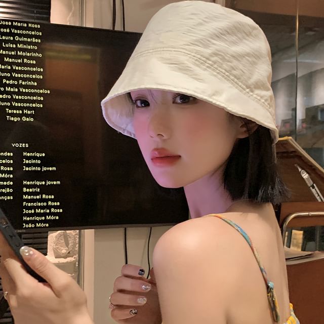 Plain Drawstring Cloche Hat