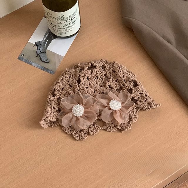 Floral Knit Bonnet Hat