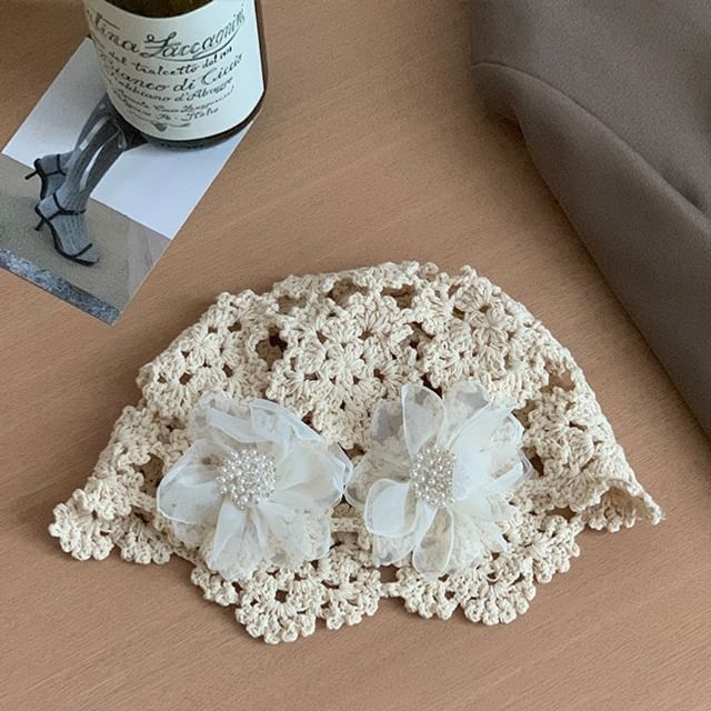 Floral Knit Bonnet Hat