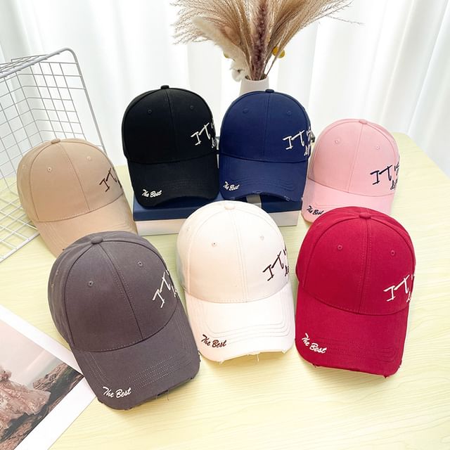 Embroidered Baseball Lettering Cap Distressed