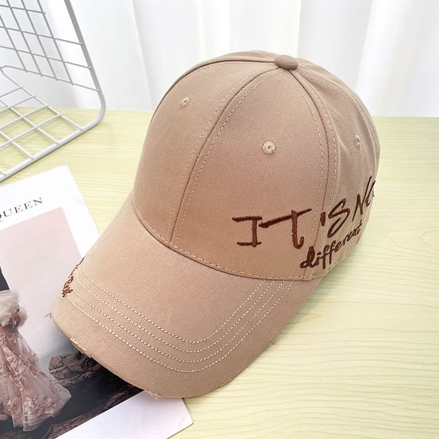 Embroidered Baseball Lettering Cap Distressed