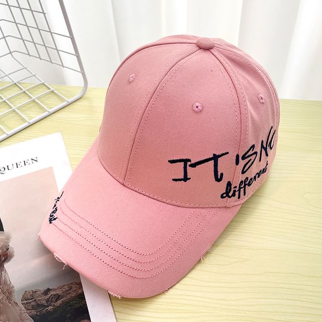 Embroidered Baseball Lettering Cap Distressed